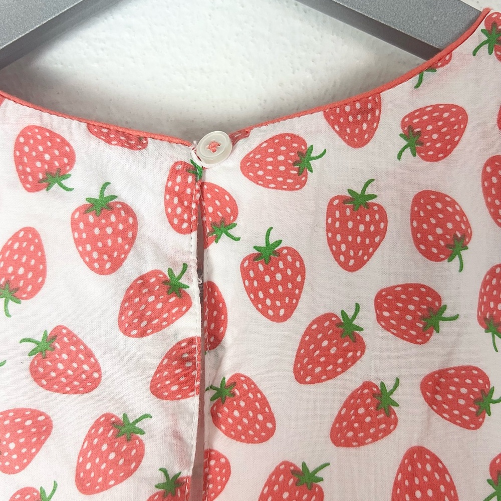 Mini Boden 8-9 year old Strawberry Tiered Dress Scalloped Embroidered Ruffle - Picture 6 of 9